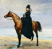 unknow artist Equestrian Portrait of Mademoiselle Croizette oil painting reproduction